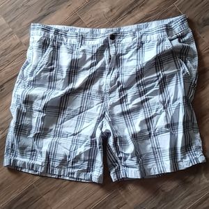 White and gray plaid cotton mens shorts